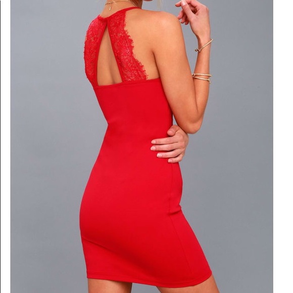 lulu red lace dress